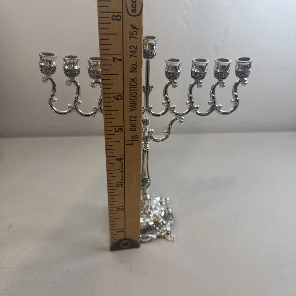 Silver-plated Hanukkah menorah, Legacy Judaica 9-branch shamash candle holder